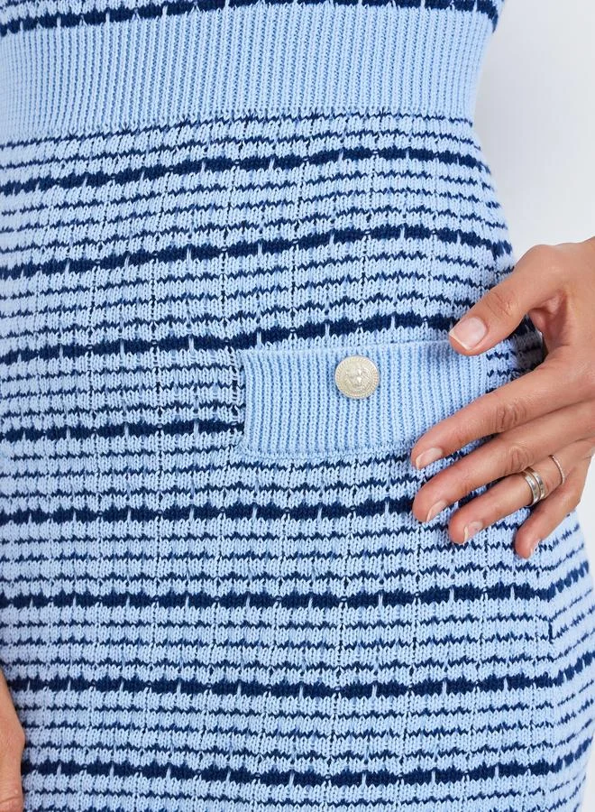 Styli  Women Knit Midi Dress with Short Sleeves for Women | Best Price UAE